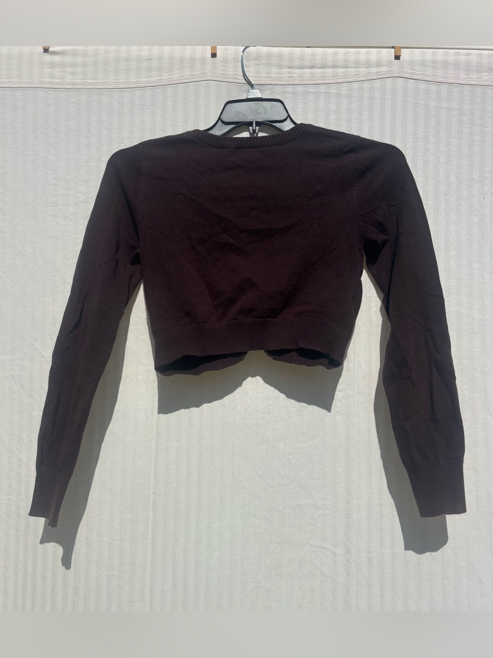 Y2K Byer California Dark Brown Cropped Button-Front Cardigan - Picture 4 of 4